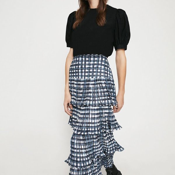 Pleated Tier Midi Skirt, €61.60, Warehouse