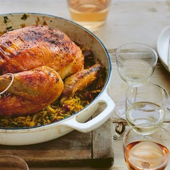 Sunday dinner sorted: Diana Henry’s stuffed Greek chicken with orzo