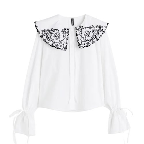 Broderie Anglaise-Detail Poplin Blouse, €22.99, H&M
