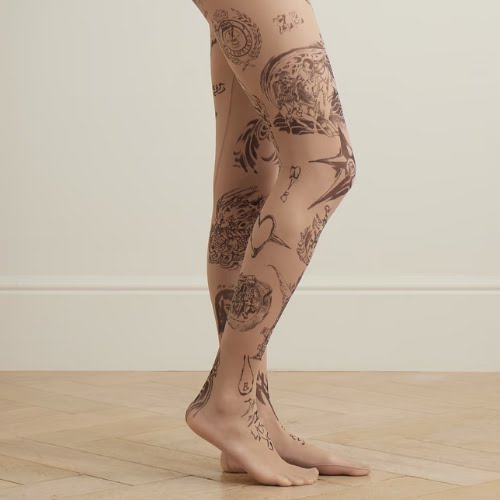 Balenciaga Tat Printed Stretch-Tulle Tights, €750