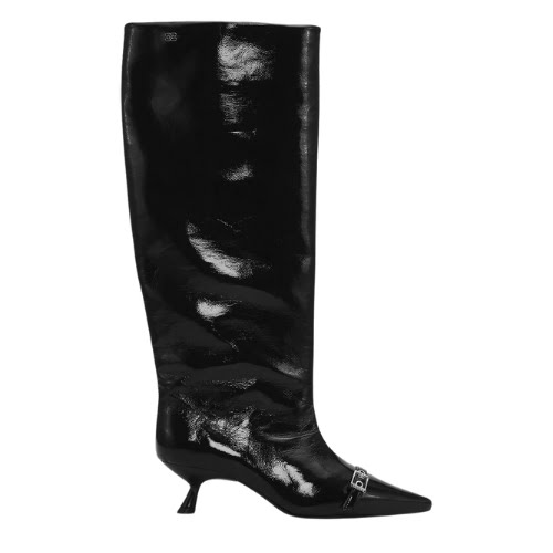 Black Eyelets Slouchy High Shaft Boots, €495, Ganni