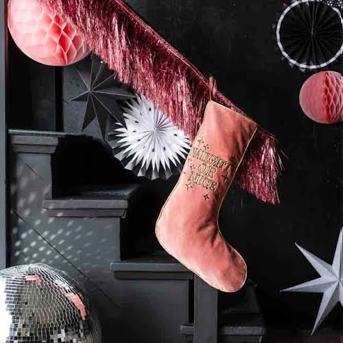 Rockett St George Pink Naughty Or Nice Velvet Christmas Stocking, €32