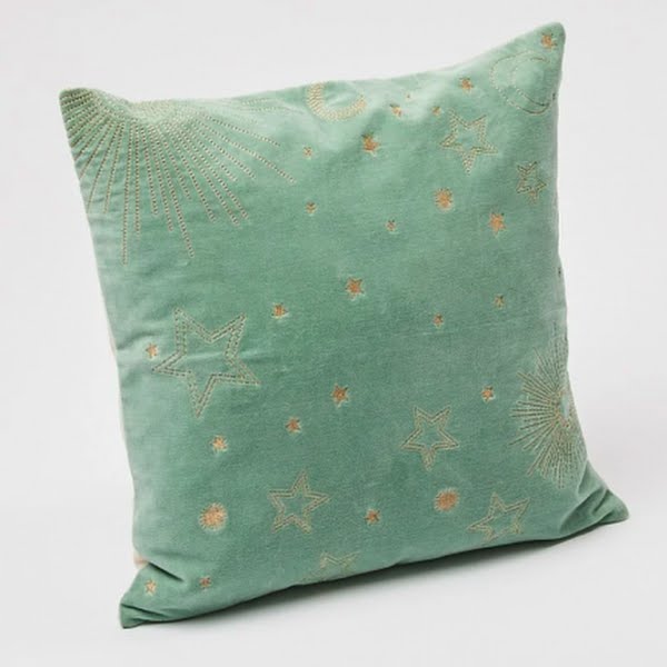 Embroidered green cushion, €37.88, Oliver Bonas