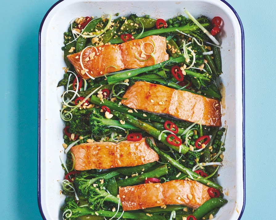 Supper Club: One-tray sticky soy roasted salmon and veg
