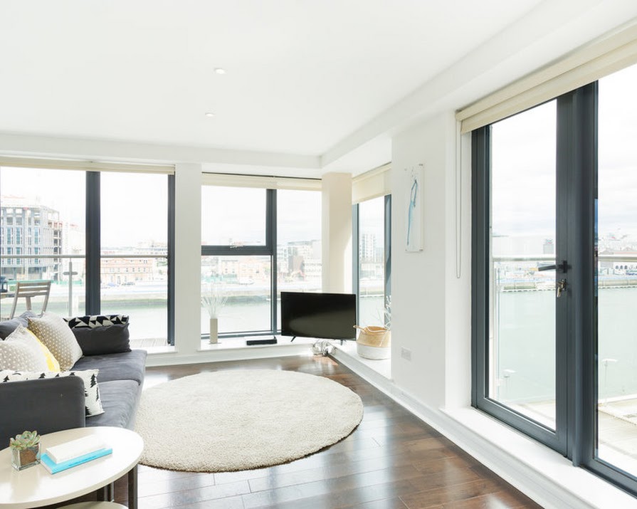 This modern, two-bed apartment at Grand Canal Dock is priced at €550,000