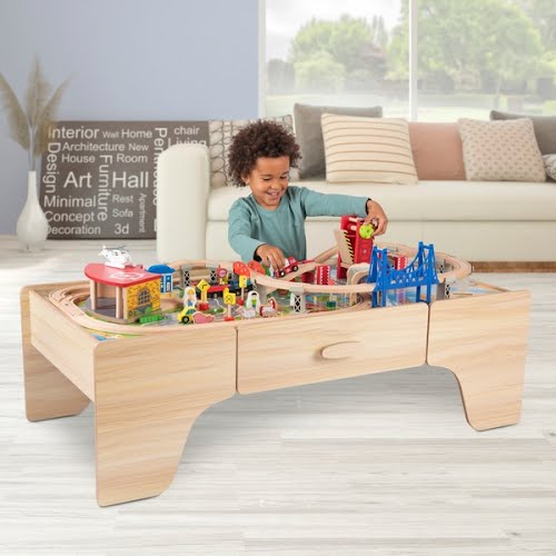 Smyths Squirrel Play 100-Piece Wooden Train Set & Table, €119.99