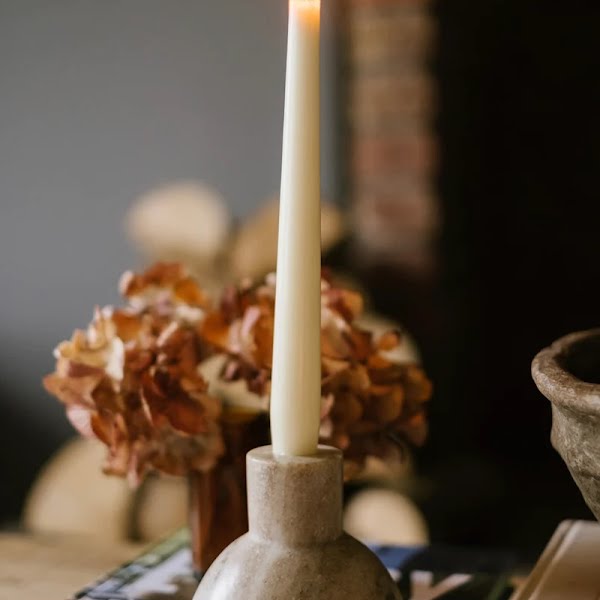 Beige marble candle holder, €32, Amber + Willow
