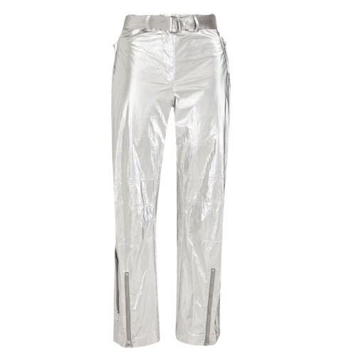 Helmut Lang Belted Metallic Woven Straight-Leg Pants, €240, The Outnet