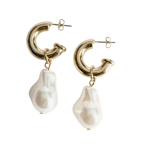 & Other Stories Pearl Pendant Mini Hoop Earrings, €25