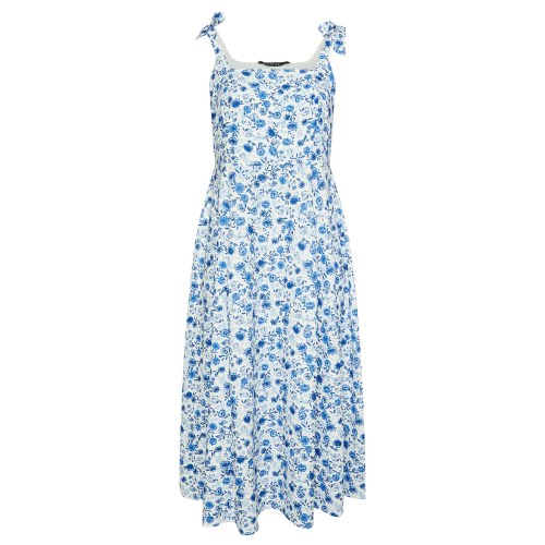 Blue Floral Print Bow Strap Midaxi Dress, €54, Yours Clothing