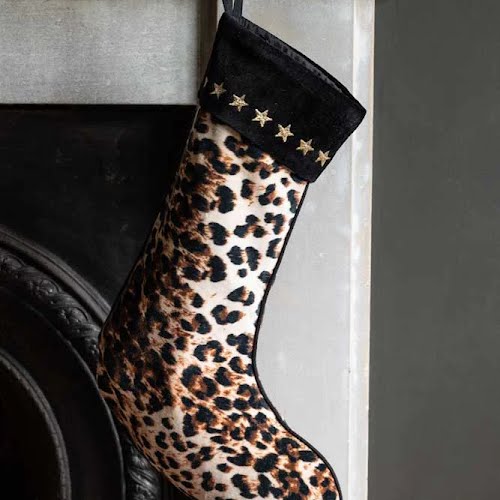 Rockett St George Leopard Love Embroidered Star Christmas Stocking, €32