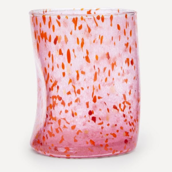 Pink base orange splatter glass, €35.10, Liberty