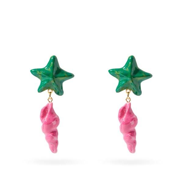 Starfish and shell clip earrings, €595, Matches Fashion