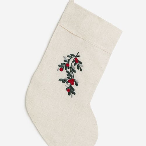 Embroidered-motif Christmas stocking, €17.99