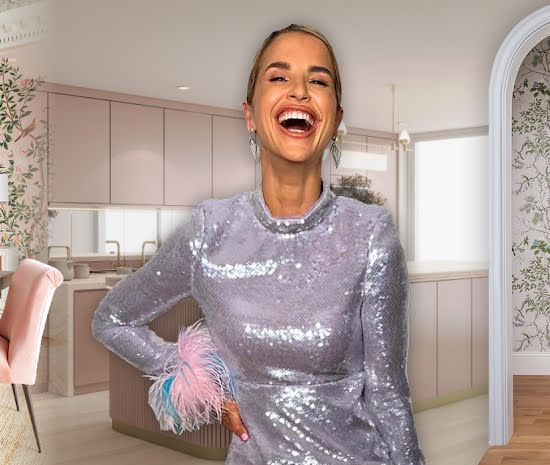 Vogue Williams’ new ‘chic Barbie’ kitchen and the pastel / wallpaper combos she’s loving