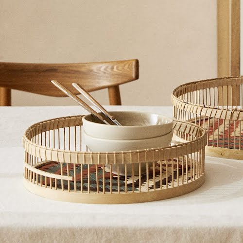Round bamboo tray, €22.99, Zara Home