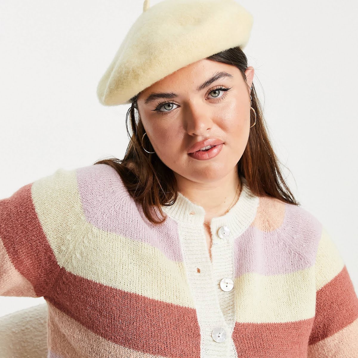 Pastel Stripe Cardigan with Shell Buttons in Multi, €17.50