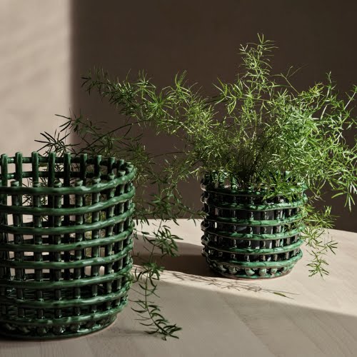 April & The Bear Green Ceramic Basket Pot Planter, €79