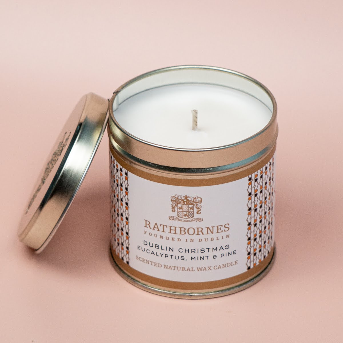 Rathbornes Dublin Christmas Scented Natural Wax Candle Tin, €28