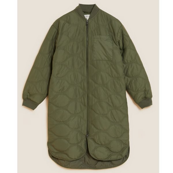 Quilted Collarless Longline Puffer Coat, €95, M&S