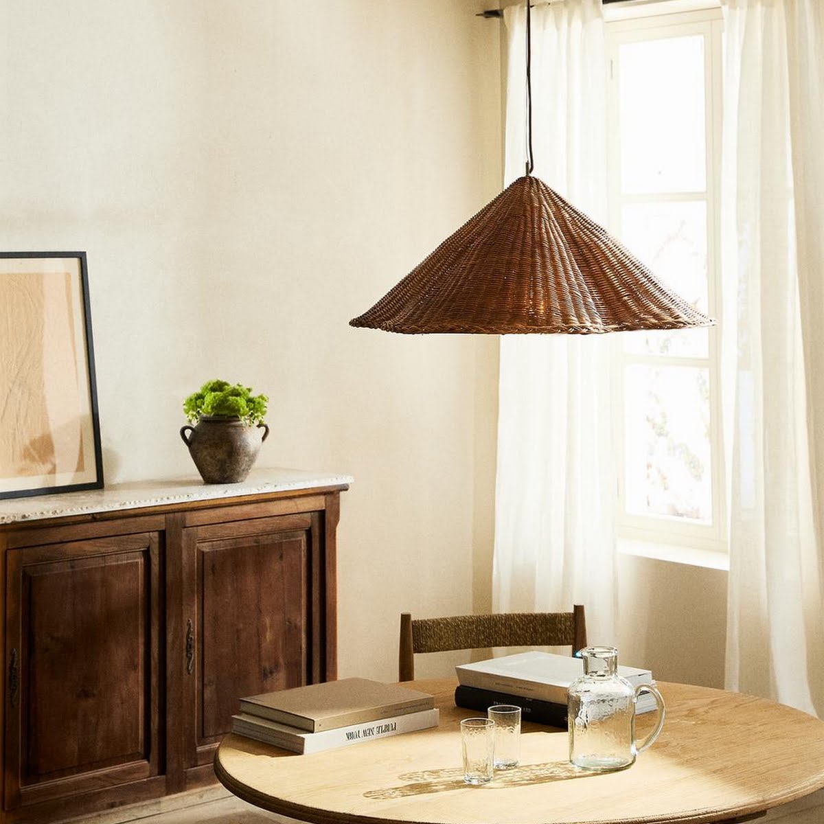 Rattan ceiling lamp, €79.99, Zara Home