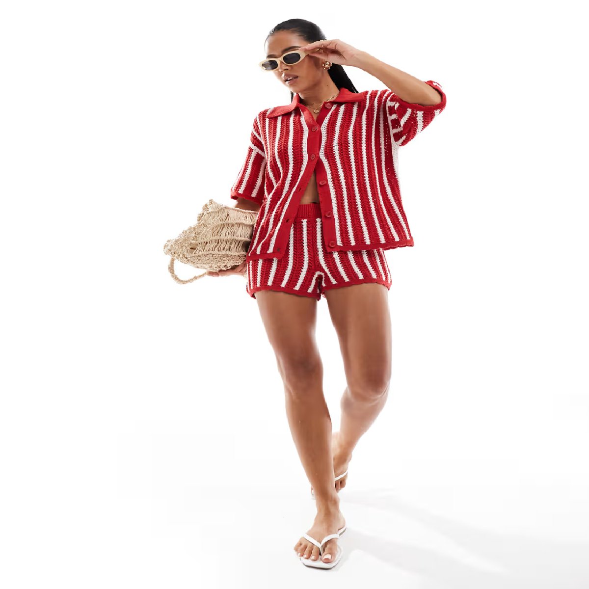 ASOS Design stripe scallop co-ord, €74.98