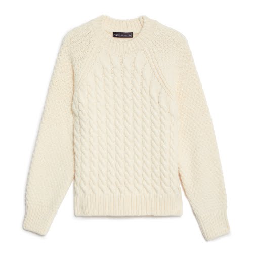 Cable Knit Crew Neck Jumper in Ivory, €50