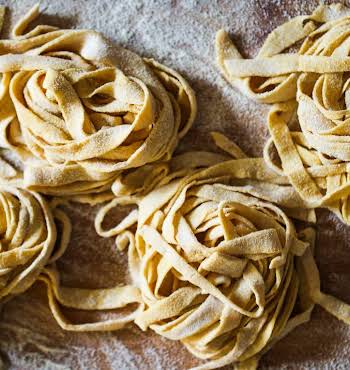 nests of homemade tagliatelle pasta