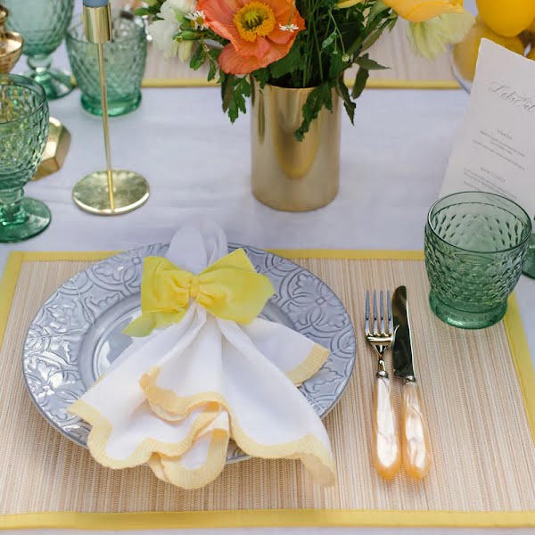 Yellow Velvet Bow Napkin Ring, set of 4 €24, The Designed Table