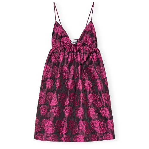 Pink Botanical Jacquard Mini Strap Dress, €147.50, Ganni