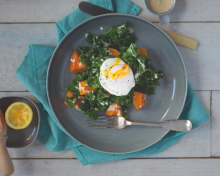 Super Healthy Kale, Tahini And Poached Eggs With Roast Squash