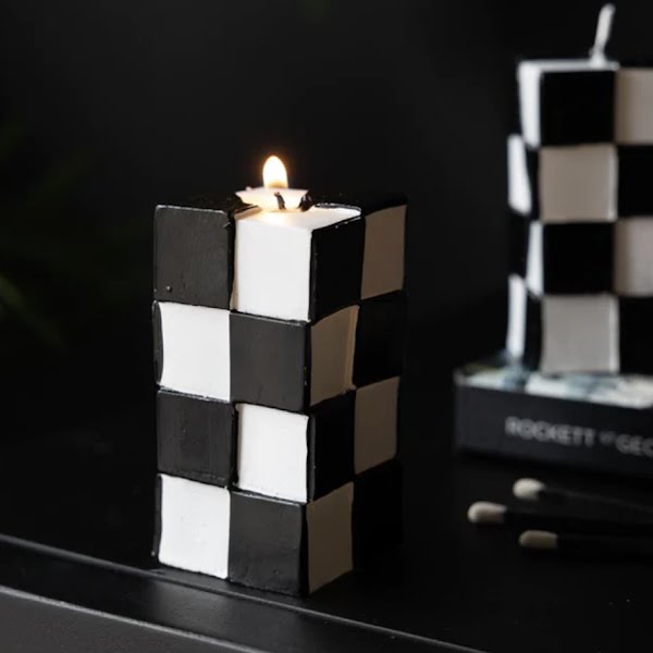 Black & White Miniature Checkered Candle, €18, Rockett St George