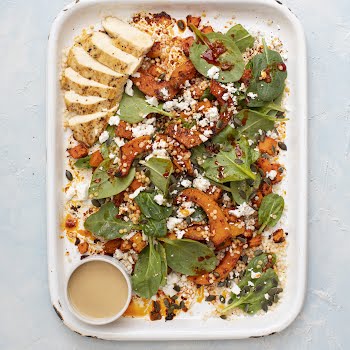 Harissa squash with giant couscous
