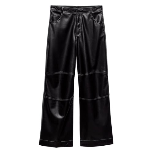 Topstitching Leather Effect Trousers, €45.95