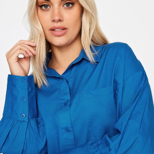 Blue Oversized Poplin Shirt, €34, Yours Clothing