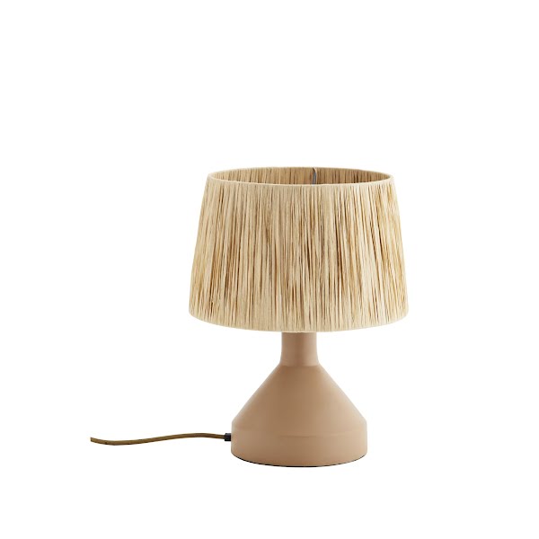 Beige table lamp with raffia shade, €175, April and the Bear