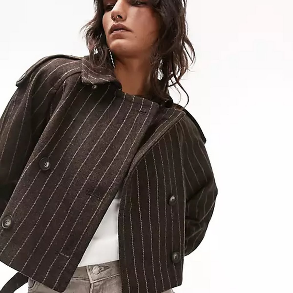 Topshop Cropped Pinstripe Trench, €44