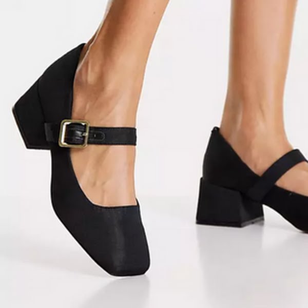 ASOS Design Sadie Mary Jane Block Heels in Black, €31.99