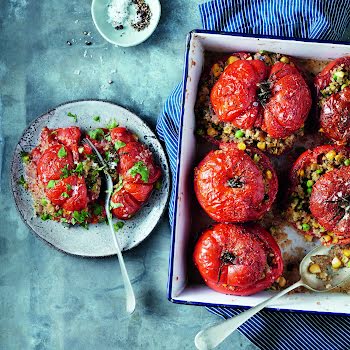 These vegan quinoa-stuffed tomatoes are amazing, hot or cold