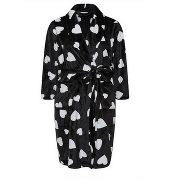 Black Love Heart Dressing Gown, €38, Yours Clothing