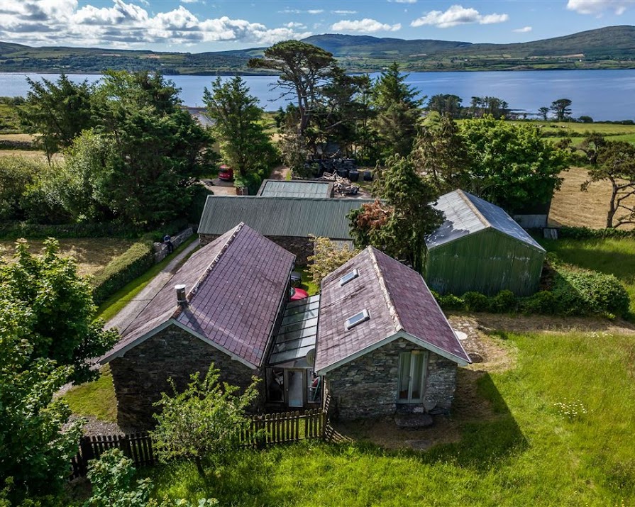 This cottage with a modern glass link on the Sheep’s Head peninsula is on the market for €195,000