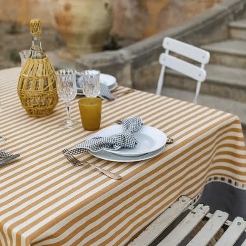 Portofino tablecloth, €495, Hedgeroe Home