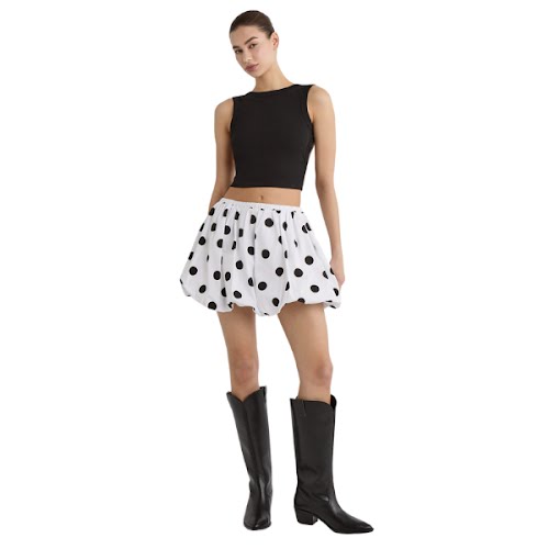 Balloon Poplin Mini Skirt with Polka Dots, €15.99, Stradivarius