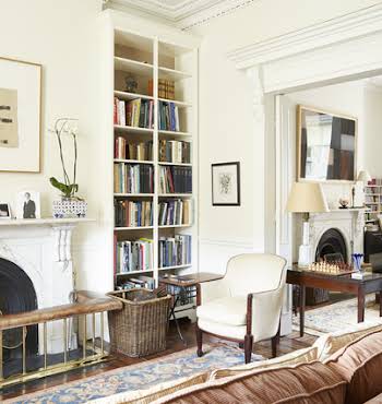 The drawing room and library.