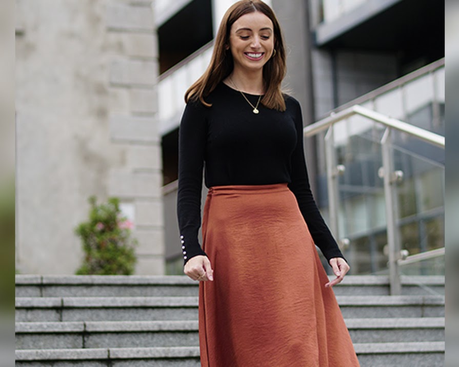 Three IMAGE staffers demonstrate how to wear a midi skirt to work, dinner and a date