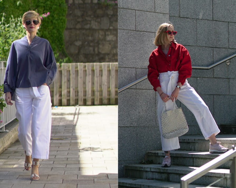 How to wear in your 20s and 40s: White denim