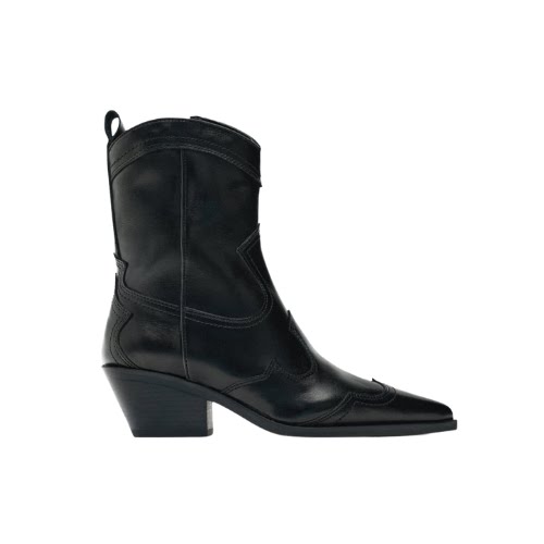 Heeled Cowboy Ankle Boots with Pieces, €79.95