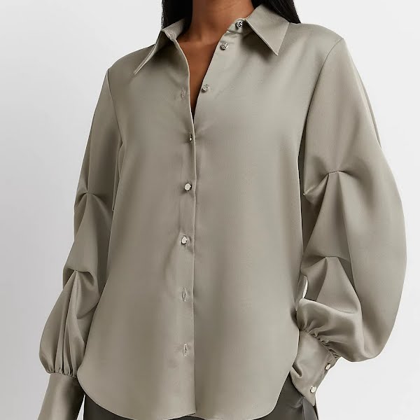 Khaki Satin Shirt, €43, River Island