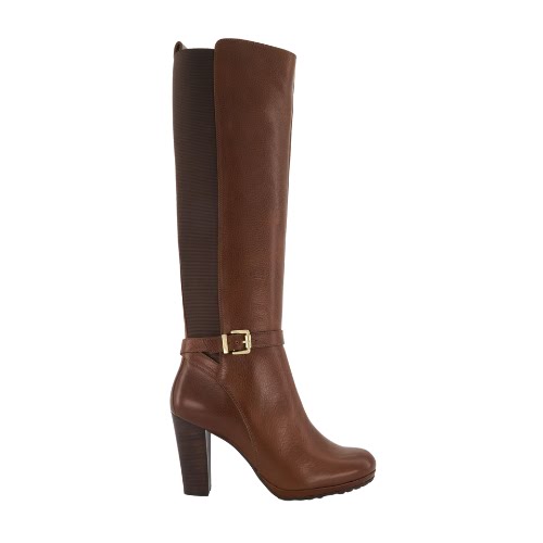 uckle-Detail Block-Heel Leather Knee-High Boots, €270