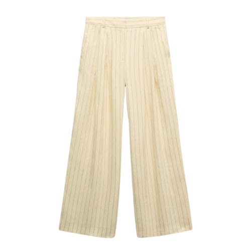 Striped Linen-Blend Trousers, €79.99, Mango